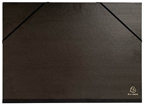Exacompta 548015E Zeichenmappe Kraft für DIN A3 mit 2 Verschlußbändchen aus Stoff. Aus extra starkem Karton 3cm Rückenbreite schwarz ideal zum transportieren und aufbewahren