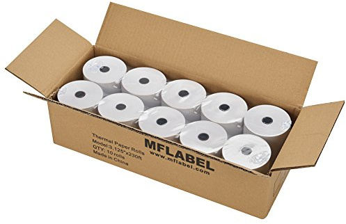 MFLABEL 3-1/8 Thermal Paper Rolls - 10 Rolls x 230ft, Compatible with Star Micronics, Epson, IBM & POS Receipt Printers | Smudge-Proof 80mm Credit Card Paper for Clear Transactions