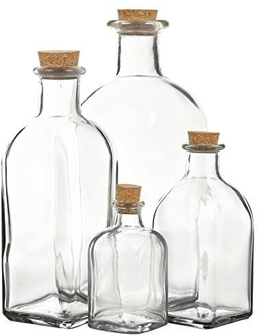 EG Homewares Glass Storage Bottle Jars Vials with Cork Stopper Lid - Sets of 3 or 6