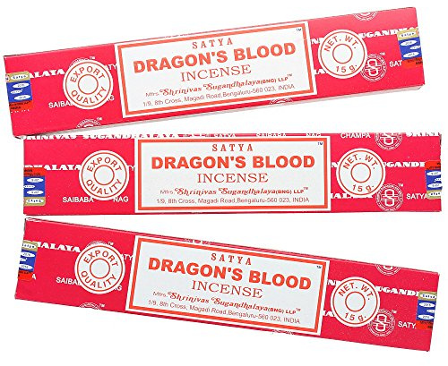 Satya Nag Champa Bâtonnets d'encens Sang de Dragon (lot de 3), Rouge
