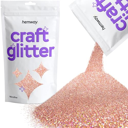 Hemway Craft Glitter Rose Gold Holographic 100g Microfine Glitter | for Crafts, Resin, Cosmetic, Nail, Face, Body, Festival, Tumblers, Art, Candle, Crafting