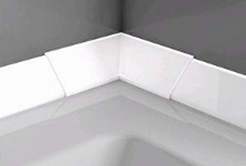 Novellini Profilo di Finitura Rigidi in Plastica 2 Lati da 195 cm con 1 Angolare Bianco e 2 Tappi di Chiusura finali per vasche da Bagno