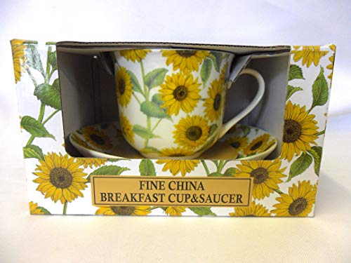 Abbeydale Collection Gift Boxed jumbo cup and saucer in Sunflower chintz design