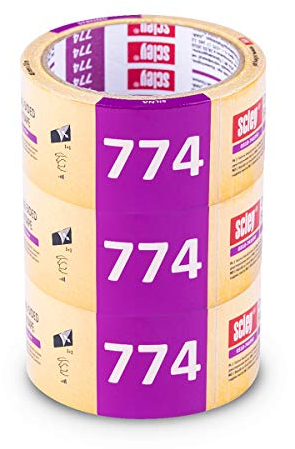 Scley Pack of 3 double-sided adhesive tape, carpet tapes, width 50 mm, length 10 m, universal adhesive tape series *774, yellow mounting tape, laying tape for floor heating etc. A0313-741050