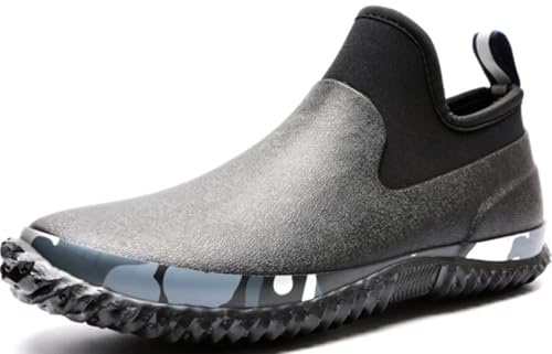 GILKUO Botas de Agua Hombre Mujer Botines Goma Botas Cortas Bajas para Lluvia Impermeables Wellington Rain Boots Negro Talla 41