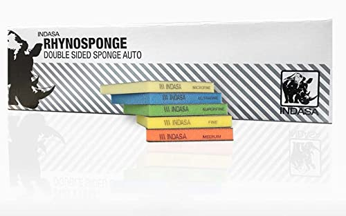 INDASA P1000-P1500 - Esponja de lija (10 unidades, doble cara, madera, plástico y metal, accesorios para lijado, 98 x 120 x 13 mm)