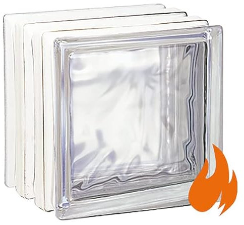 Bloque de vidrio Resistente al Fuego 60 minutos | Ondulado Transparente | mm 190x190x160 | Unidad de venta 1 caja de 2 pzas
