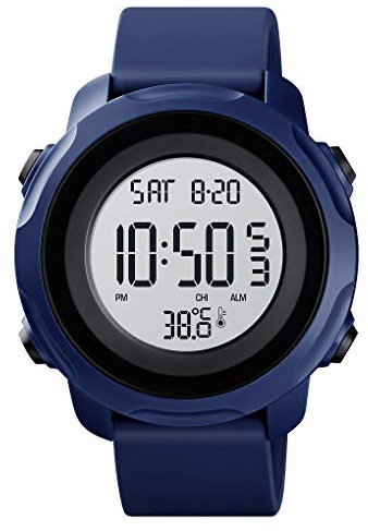 TONSHEN Homme Sport Montre Digitale Thermomètre 50M Etanche Outdoor Militaires Électronique Chronomètre Date Plastique Caisse et Caoutchouc Ruban Montres Bracelet