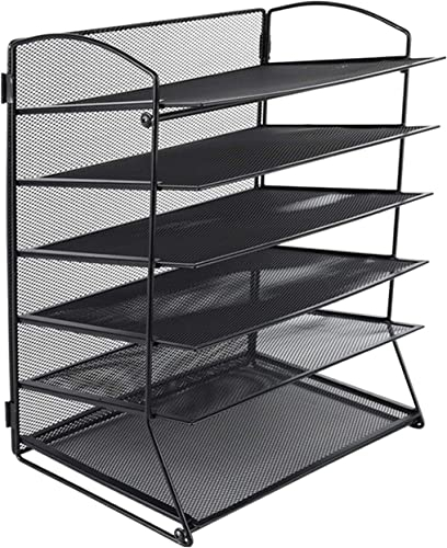 AMECO Schreibtisch-Organizer mit Einlegeböden Praktischer Organisator Aufrechterhaltung von Ordnung und Sauberkeit auf den Schreibtischen und in den Lern- und Arbeitsbereichen Schwarzes Metall