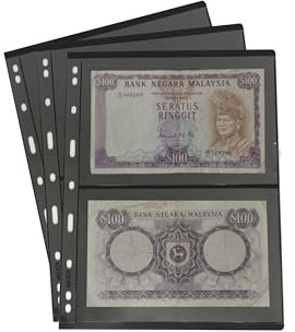 PCCB MINGT 10 pièces Pages de Recharge d’Album Standard à 9 Trous Double Face – Inserts pour Album de Collection de Cartes, Timbres, Billets et Pièces (2 Poches)