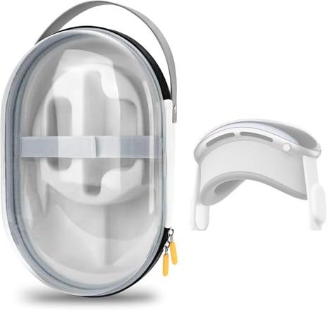 GEEKRIA Shield Hartschalen-Tragetasche kompatibel mit Apple Vision Pro, sturz- und Kratzfeste tragbare Tasche schützt VR-Gerät und Zubehör, geeignet für unterwegs und zu Hause (Transparent)