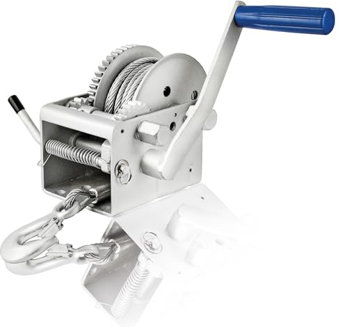 Husar Winch Handseilwinde 2500 lbs 1133 kg mit Drahtseil Länge 7,5 Meter, hergestellt aus Kohlenstoffstahl, Bremse Ratsche, einfachwirkend, für Boote, Anhänger, Industrie