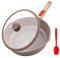 AIKENBBKK keramik pfanne 24 cm mit deckel, Antihaft Keramikbeschichtung Bratpfanne 24 cm mit Abnehmbarer Griff, Geeignet für alle Herdarten, Backofen und spülmaschinenfest (Braun)