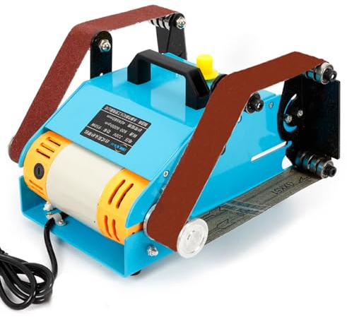 Konfiur Bandschleifer, 950W Tischbandschleifer Doppelbandschleifer 6000rpm Elektrischer Messerschärfer Polier-Schleifschärfer, für die Messerherstellung Holzbearbeitung