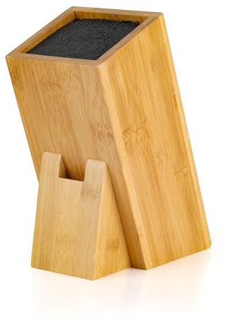 WENLISELL Ceppo portacoltelli in legno senza coltelli, ceppo universale per coltelli con setole in plastica rimovibili, supporto per coltelli in legno per bancone della cucina
