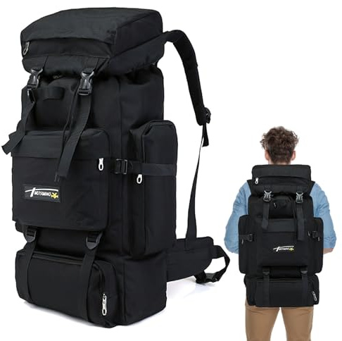 Gkstly 70L Hiking Backpack Large Rucksack for Men Women Waterproof Durable 70 Litre Camping Backpack Water Resistant Daypack Rucksack for Camping Cycling Climbing Walking Mountaineer Outdoor Sports