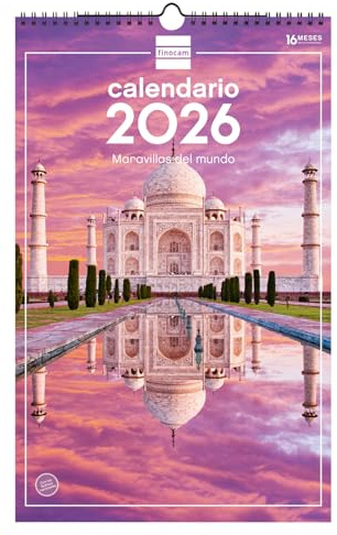Finocam - Calendario da parete 2026 Mese Vista Gennaio - Dicembre 2026 + Sep.- Dic. 2025 (4 mesi) ridotti | Immagini Meraviglie del mondo - Italiano
