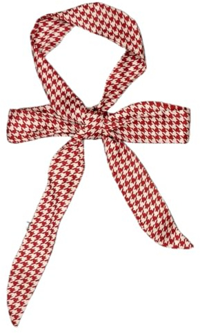 GIMIRO dam satinbälte 5 cm x 195 cm band imitation silke lång halsduk klänning linning hatt tillbehör, Claret Creamy White Houndstooth Jz-h2