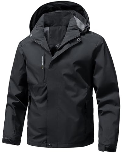 Generico Giubbotto Invernale Uomo Giacca Men Cappotto Jackets Estiva Militare Sci Casual Mezza Stagione Impermeabile Running Antipioggia Lavoro Parka Nero XL