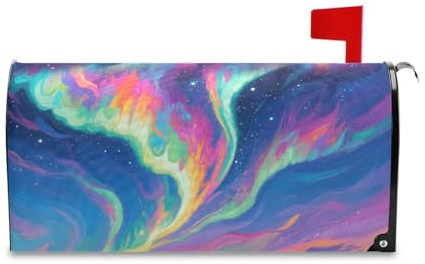 Yoogain Colorful Aurora Sky Decorativo Magnetico Della Cassetta Delle Poste Coperture per Natale Unico Memorial Day Mailbox Formato Standard Cover para buzon