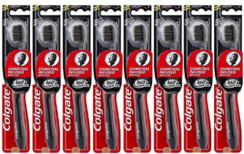 8X Colgate 360° Charcoal Infused Bristles Toothbrush - Medium