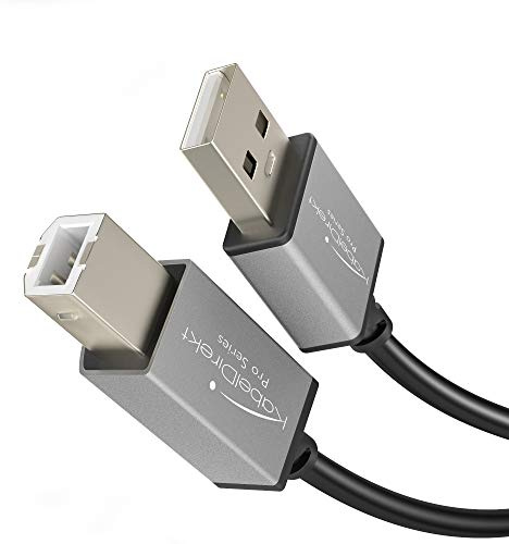 KabelDirekt – Cavo USB-B 2.0 – 3 m, connettore USB-A e USB-B da usare come cavo per stampante, scanner o fax, colore nero/space grey