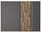 FORTE SIRIUS BLACK Schrank 270, Kleiderschrank mit LED Beleuchtung, Schwebetürenschrank groß Industrial Schlafzimmer Holzdekor: Stabeiche / Uni Wolfram Grau, 270 cm breit x 210.5 cm hoch x 61 cm tief