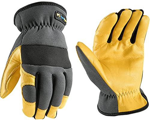 Wells Lamont Men's Slip-On HydraHyde Work Gloves – Water-Resistant Leather for Gardening, Landscaping – Reinforced Fingertips, Breathable Spandex – Durable, Comfortable, Flexible – Gray - XXL
