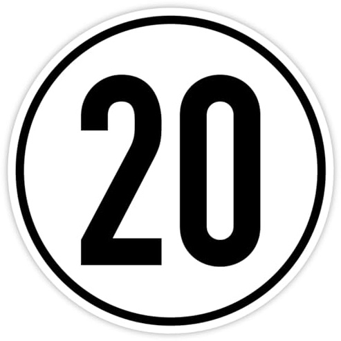 Aufkleber Geschwindigkeits-Schild „20 km/h“ Folie selbstklebend gemäß StVZO § 58 | Ø 5-30 cm Made in Germany, Größe: Ø30 cm