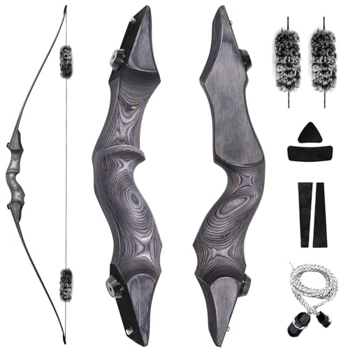 OBTOUTDOOR Archery Takedown Longbow 60inch 20lbs-60lbs Right Hand Traditional Wood Hunting Bows for Target Shooting Practice(30)