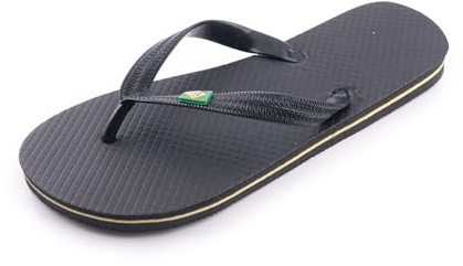R-ISLAND Chanclas para hombre,Flip-flops,brasil logo, dulto,Genial para casa,playa piscina. (Negro, numeric_44)