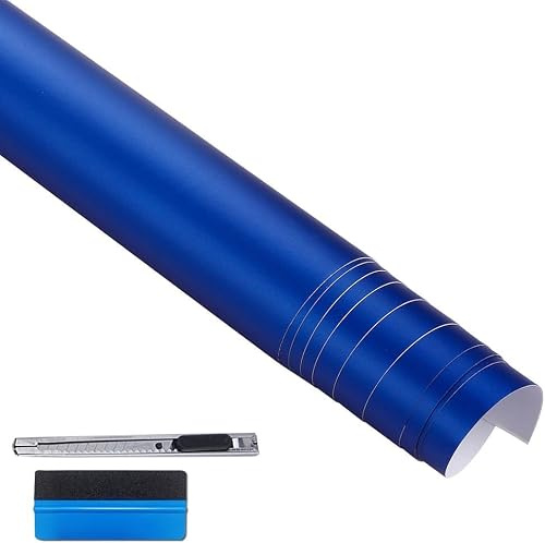 NewL Satinmatt Blå Krommetalliserad Bilfolie 30 cm x 150 cm