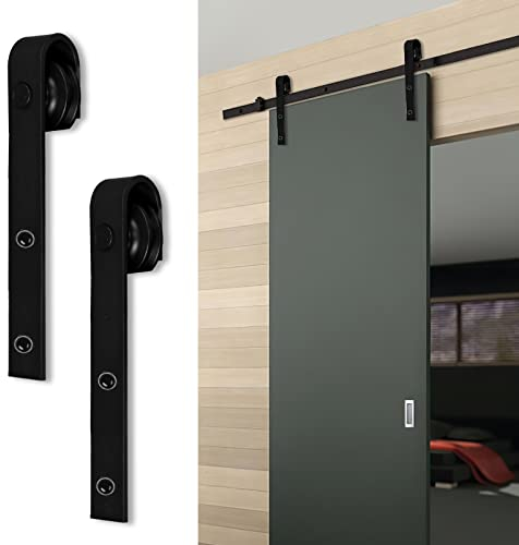 Ansobea 366cm (11,9FT) Schiebetürbeschlag Set BeschläGe Schiebetü Schiebetürsystem Zubehörteil Laufschiene Hängeschiene mit Rollen Hängeschiene Holztür Scheunentor Innentür