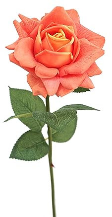 BQEE Künstliche Blumen mit Stielen, 72,9 cm langer Stiel, 5 Stück, bunte künstliche Rosen zur Dekoration, Rosenstrauß, Kunstblumen für Hochzeits-Mittelaufsätze (orange)