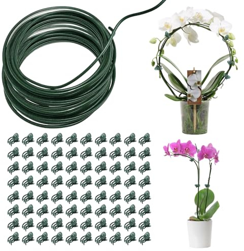 1 Pezzi DIY Supporti per Piante Stecche per Piante Supporti Piante da Giardino Pali per Pomodori Supporto per Piante con 80 Clip Supporto Piante per Pomodoro Peonie Vite Piante Rampicanti Fiore10m*3mm