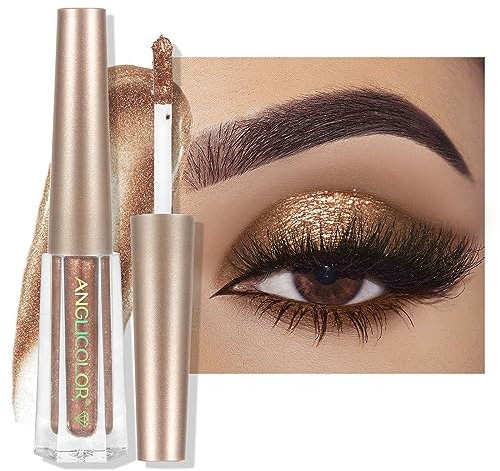 Anglicolor Ombretto liquido Diamante glitterato e penna per eyeliner con paillettes stellate, ombretto a sirena, a lunga tenuta, per occhi scintillanti e luccicanti (15, 3ml)
