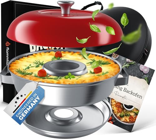 flammtal Camping Backofen Stove - Backofen Set inkl. Silikonform, Aufbackgitter, Tragetasche & Rezeptbuch - Backofen Camping mit regulierbarer Hitze - Campingbackofen für Gaskocher & Gasherd