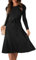IBAKOM Women's Fall Sweater Dress Winter Snug Fit Knitted Long Sleeve Belted Ruffle Midi Dress A-Line Casual Dresses Black M