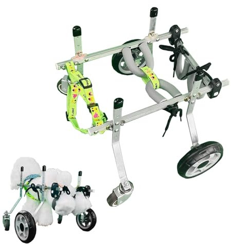 Hunderollstuhl Hunde-/ Katzenrollstuhl für Die Hinterbeine, 4-rädriger Hundefahrradanhänger aus Metall, Kleiner Hundewagen Zur Wiederherstellung Der Mobilität des Hundes Bei Arthritis Der Vorderbeine