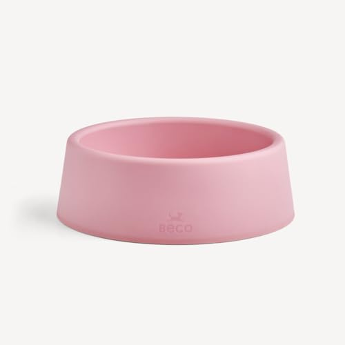 Beco Dog Bowl - Food & Water Steady Bowl, Recycled Plastic, Non-Slip Rubber Base, Candy Pink, Small