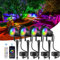 NATPOW Gartenbeleuchtung mit Strom RGB, 4 Stück LED Gartenbeleuchtung RGB Smart, Gartenleuchte LED mit APP und Fernbedienung, IP65 Wasserdichte Gartenstrahler mit Erdspieß für Garten, Terrasse, Wegen