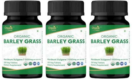 ORGANIC SPREE Barley Grass 120 Tablets | Hordeum Vulgare (Barley Grass) | USDA Organic Certified - Pack of 3