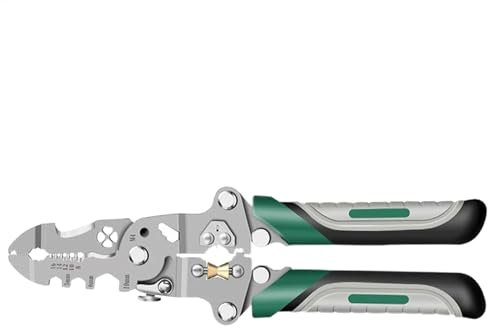 Faltbare Abisolierzange – 3CR13 Edelstahl-Drahtschneider mit Gummigriff, runder Mund und gebogener Öffnung, verstellbare Spitzzange, Draht-Crimpzange zum Abisolieren und Schneiden