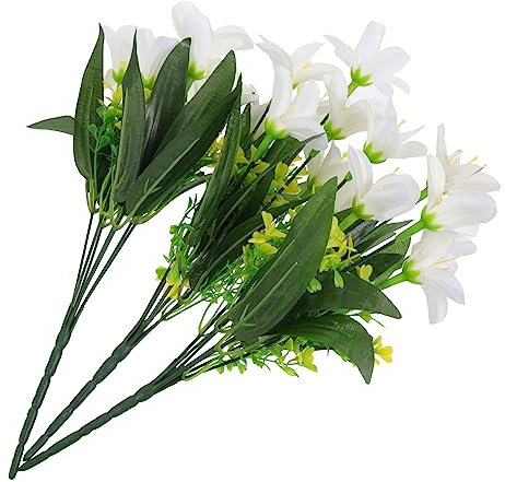 GARVALON 3pezzi Bouquet Di Fiori Artificiali Di Gigli Decorazione Per Matrimoni e Casa Centrotavola Per Cerimonie e Feste Design Elegante Setoso