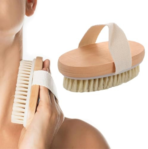 Trockenbürste, Massagebürste Körper 100% Natürliche Borsten, Peelingbürste, Körperbürste, Peelingbürste, Massagebürste, Peeling, verbessert Lymphfunktion, Für Trockenbürsten, Gegen Cellulite