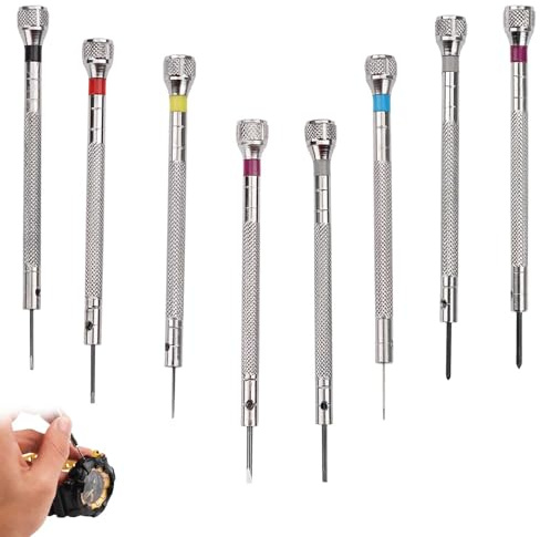 LEOINAER 8 Pezzi Cacciaviti Precisione Orologiaio cacciavite per orologiai e gioiellieri, Cacciaviti Precisione Piccoli Kit Design Ergonomico Acciaio Resistente Multicolore Mini Dimensioni
