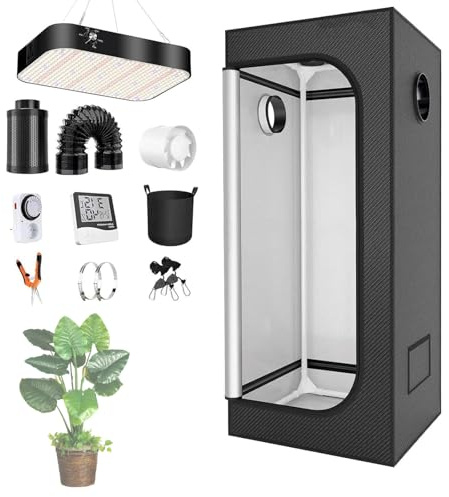 Armario De Cultivo, Kit Completo Con LáMpara Led De Espectro Completo De 100 W/200 W Regulable, Kit De Armario De Cultivo HidropóNico.,40 * 40 * 120cm-Dimmingversion200W(set)