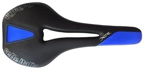 Selle Italia XR Flow – Selle VTT et Off-Road avec Trou Central, Gel Silicone, Revêtement Duro-Tek – Taille S2, Noir/Bleu