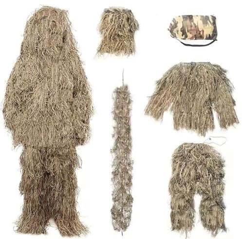 JuanNest Bosque Transpirable Ghillie para La Caza Pavo, Ropa Caza Guerrero Traje Camuflaje para La Caza La Selva Paintball, Chaquet De Caza De Hombres, Hide Fotografia Gear para Adultos Niños B,170