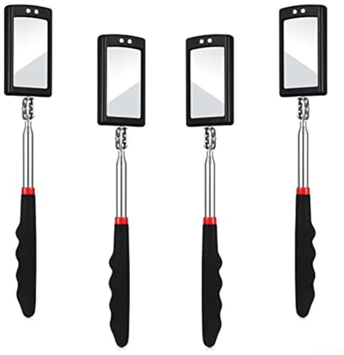 4Pcs Specchio Telescopico Ispezione LED Illuminato Flessibile Rotazione di 360 Gradi Strumento Estensibile Per Meccanica Dentisti Trucco Artisti 290-880mm